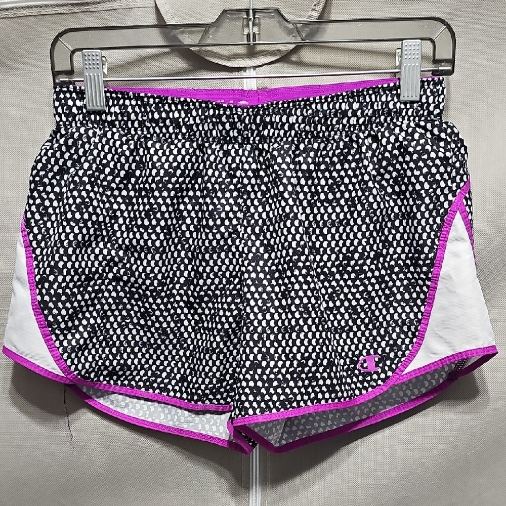 Champion Athletic Shorts Black and White Geometric Design